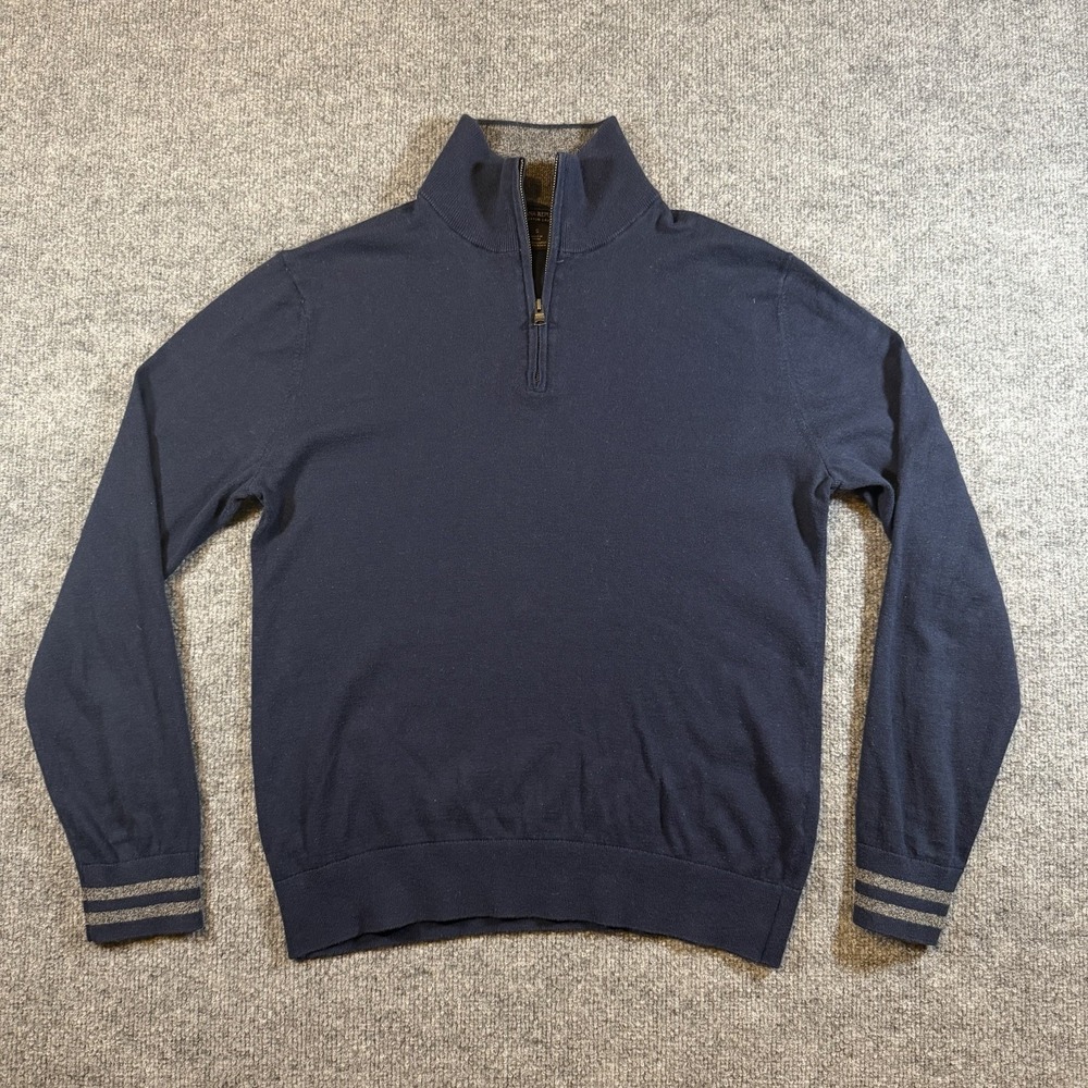 Banana Republic Pima Cotton & Cashmere Men's Small Navy Blue 1/4 Zip Sweater